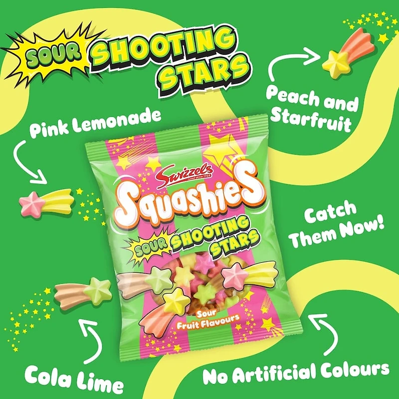 Swizzels Squashies Sour Shooting Stars - (100g) Imported From England