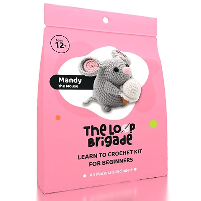 The LOOP Brigade: DIY Mini Crochet Plush Toy Complete Kit For Beginners - Mandy the Mouse