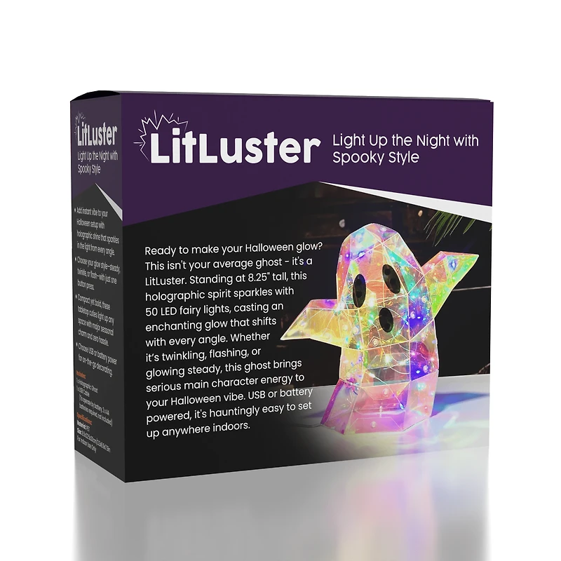 LitLuster LED Holographic Halloween Ghost Decor Lamp (1pc) Battery or USB