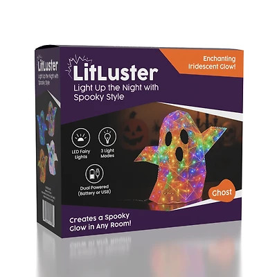 LitLuster LED Holographic Halloween Ghost Decor Lamp (1pc) Battery or USB