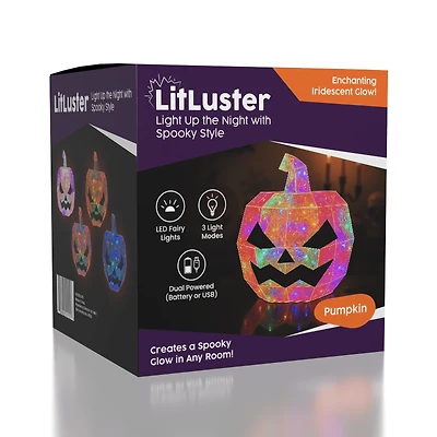 LitLuster LED Holographic Halloween Pumpkin Decor Lamp (1pc) Battery or USB