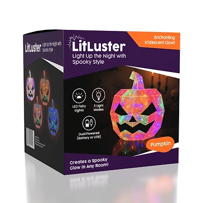 LitLuster LED Holographic Halloween Pumpkin Decor Lamp (1pc) Battery or USB