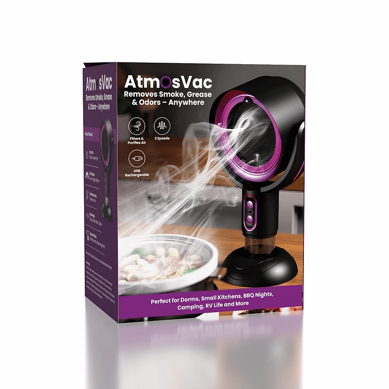 AtmosVac Portable Extractor Fan for Kitchen Odors (1pc) USB Rechargeable