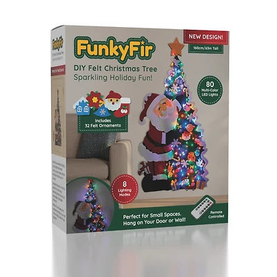 FunkyFir DIY 63" Felt Christmas Tree Wall Hanging w/ LED Lights & Ornaments