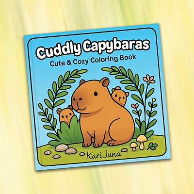 "Cuddly Capybaras" Cute Coloring Book for Adults and Teens By Kari Juna (44 Pages)