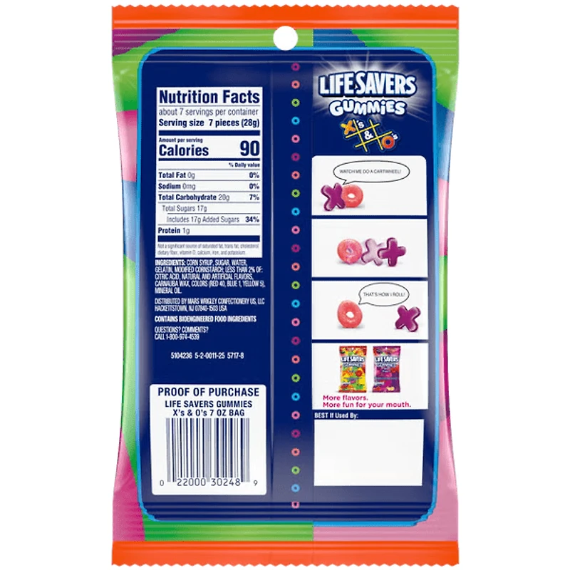 Life Savers X’s & O’s Gummies Candy (7 oz) – Fruity Soft & Chewy Fun Shapes