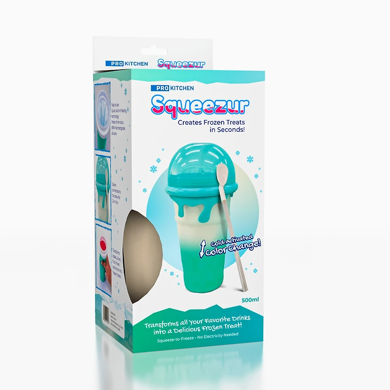 ProKitchen Squeezur Color-Changing Instant Slushie Maker Cup (1pc) Includes Straw/Spoon & Lid