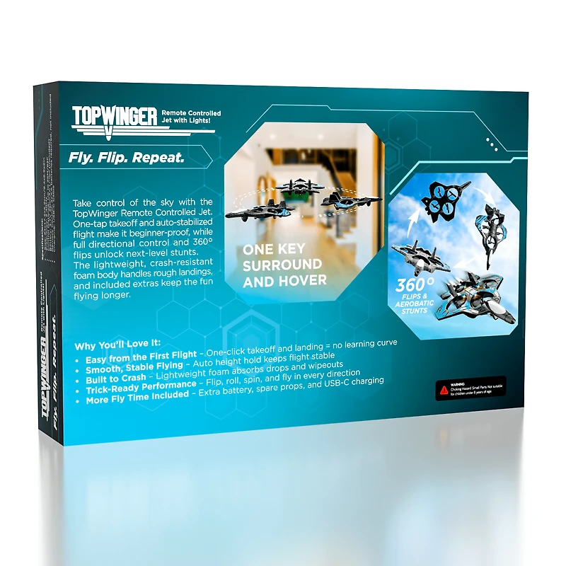 TopWinger Remote Controlled Jet with Lights – RC Foam Jet For Stunts & Easy Controls