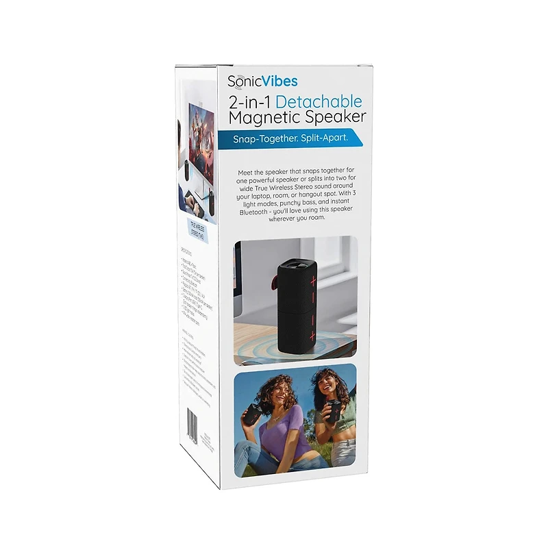 SonicVibes: 2-in-1 Detachable Magnetic Bluetooth Speaker–TWS 3D Stereo w/ RGB Lights