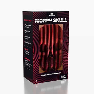 3D Treasures 3D-Printed Optical Illusion Morph Skull with Display Stand (1pc)