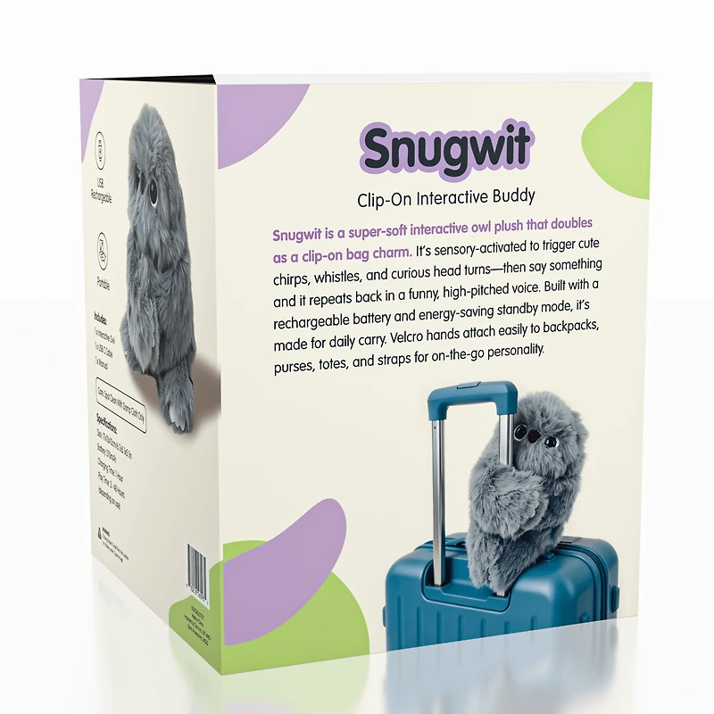 SnugWit: Clip-On Interactive Owl Sensory Plush Toy (1pc)