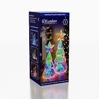 LitLuster Geometric LED Multi-Color Holographic Christmas Tree Duo