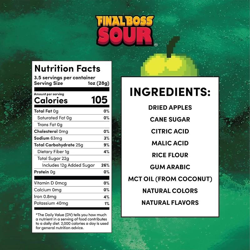 Final Boss Sour Level 4 Green Apple Sour Candy Snack 100g (1pc)