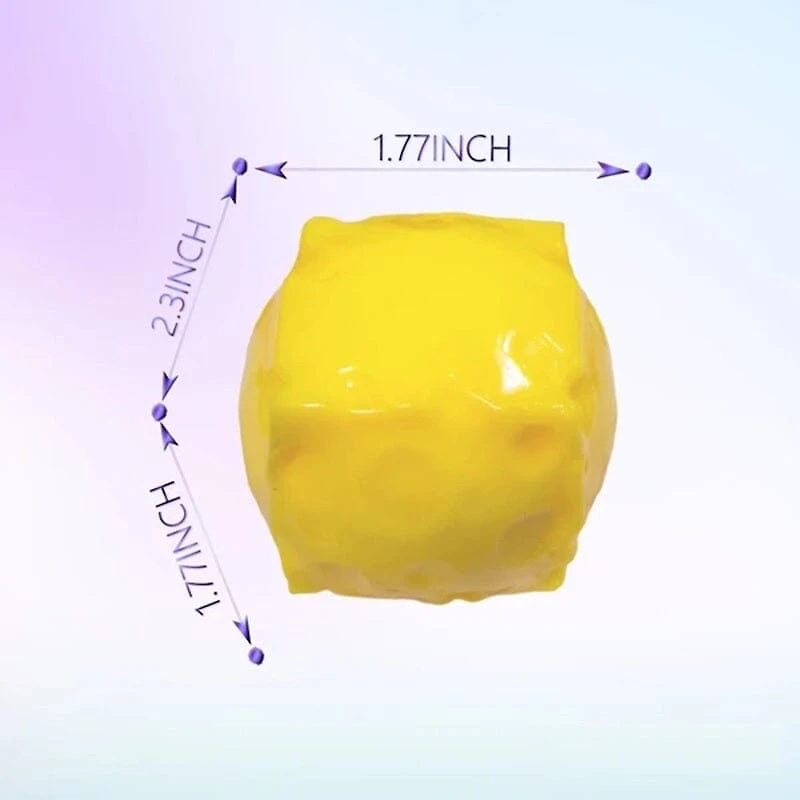 Cheese Cube Slow-Rise Foam Squishy 2.3" Fidget Toy (1pc)