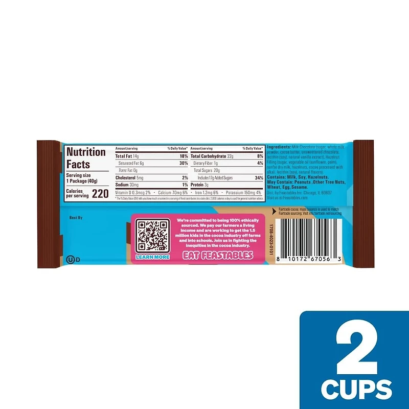 Mr Beast: Feastables Creamy Hazelnut Chocolate Cups - 1.41oz