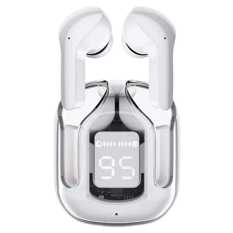 TWS - Wireless Earbuds With Digital Display and Transparent Case