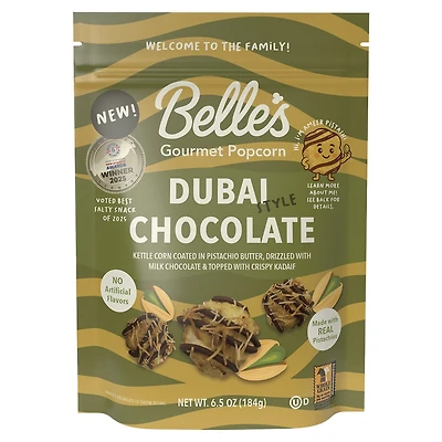 Belle's Gourmet Dubai Chocolate Style Popcorn (6.5 oz)
