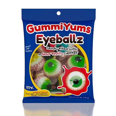 GummiYums! EyeBallz (8pc) Marshmallow Candy W/ Sour Fruity Centre