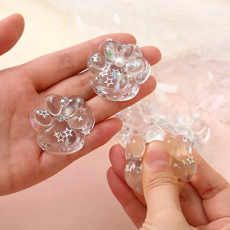 Pinch Family: Taba Squishy Transparent Mini Cat Paw Fidget (5pc)