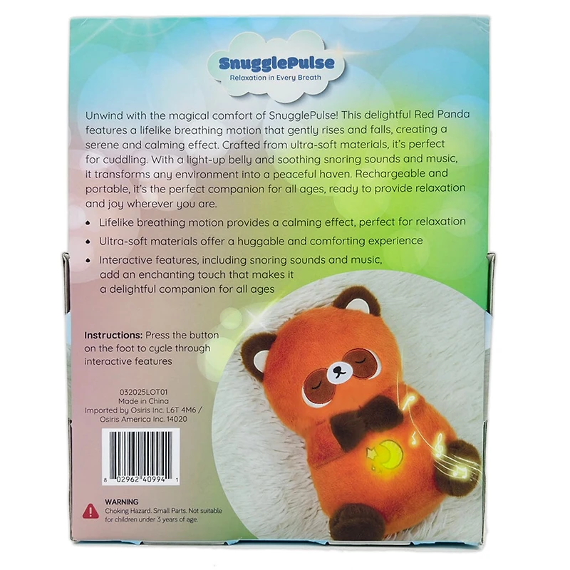 SnugglePulse: Mochi The Red Panda 10" Breathing Sensory Plush Toy