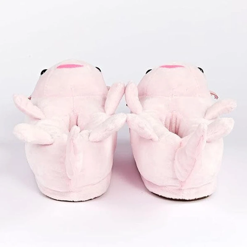 Plush Axolotl Slippers Unisex Rubber Sole Shoe (1 Pair) One-Size-Fits-Most