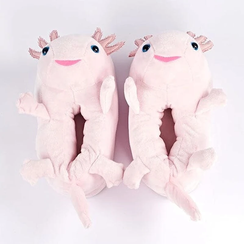 Plush Axolotl Slippers Unisex Rubber Sole Shoe (1 Pair) One-Size-Fits-Most