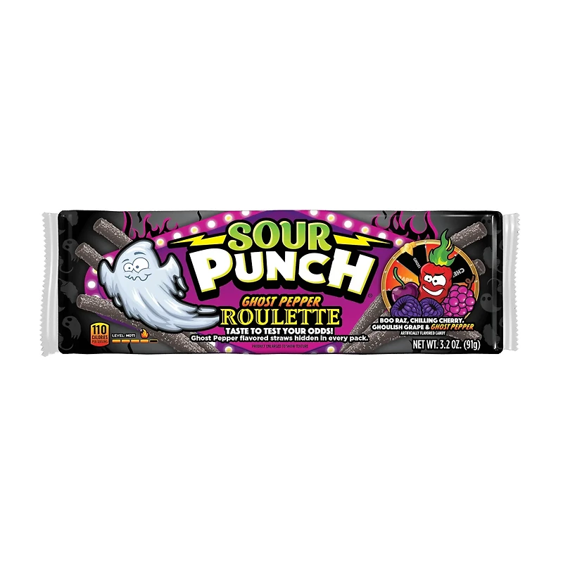 Sour Punch Ghost Pepper Roulette Straws 3.2oz Tray