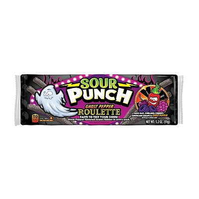 Sour Punch Ghost Pepper Roulette Straws 3.2oz Tray