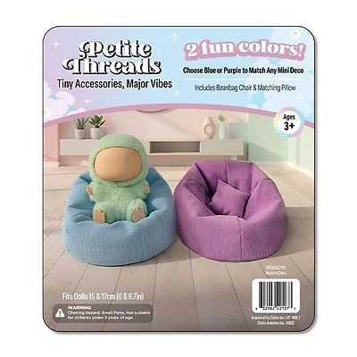 Beanbag Chair & Matching Pillow For Dolls (Color Ships Assorted) - Petite Threads