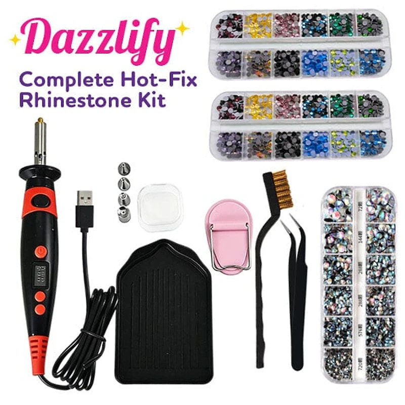 Dazzlify Hot-Fix Bedazzle Rhinestone Applicator Wand Large Kit