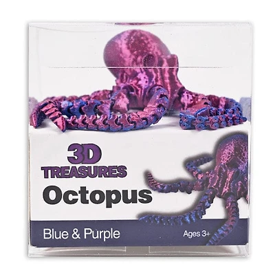 3D Treasures 3D-Printed Articulated Octopus Fidget Toy (Multiple Colors)