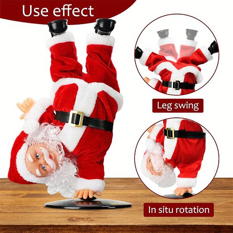 Jolly Moves: Breakdancing Handstand Santa Claus Fun Christmas Decor