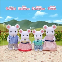 Calico Critters: Marshmallow Mouse Family (4pc) Posable Flocked Collectible Figurines