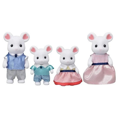 Calico Critters: Marshmallow Mouse Family (4pc) Posable Flocked Collectible Figurines