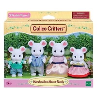 Calico Critters: Marshmallow Mouse Family (4pc) Posable Flocked Collectible Figurines