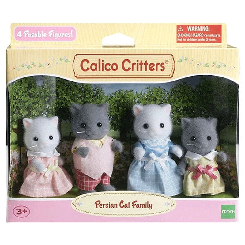 Calico Critters: Persian Cat Family (4pc) Posable Flocked Collectible Figurines
