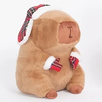 Capybara 9" Kawaii Matching Plaid Hat & Mittens Plush Toy (1pc)