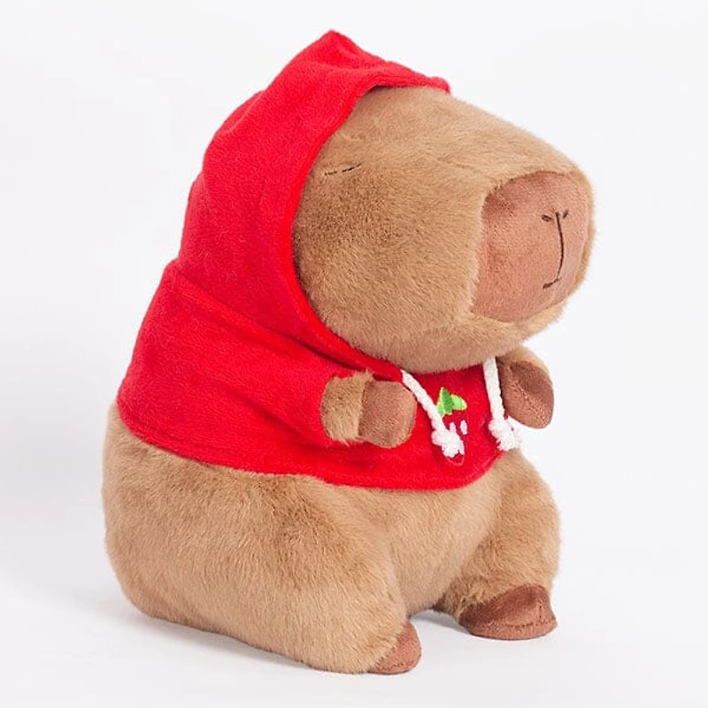 Capybara 9" Kawaii Red Strawberry Hoodie Plush Toy (1pc)