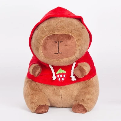 Capybara 9" Kawaii Red Strawberry Hoodie Plush Toy (1pc)