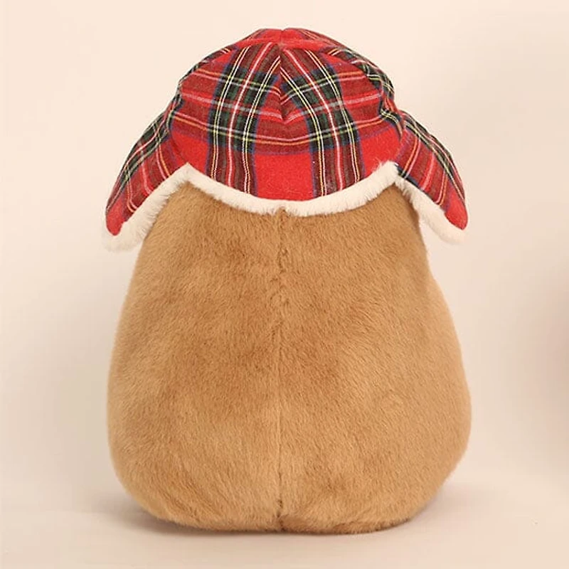 Capybara 9" Kawaii Matching Plaid Hat & Mittens Plush Toy (1pc)