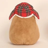 Capybara 9" Kawaii Matching Plaid Hat & Mittens Plush Toy (1pc)