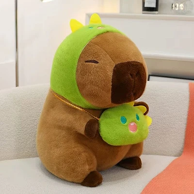 Capybara 9" Kawaii Matching Dinosaur Hat & Purse Plush Toy (1pc)
