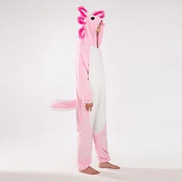 Cozy Cuddler Axolotl Flannel Onesie For Adults & Kids (1pc) Multiple Sizes