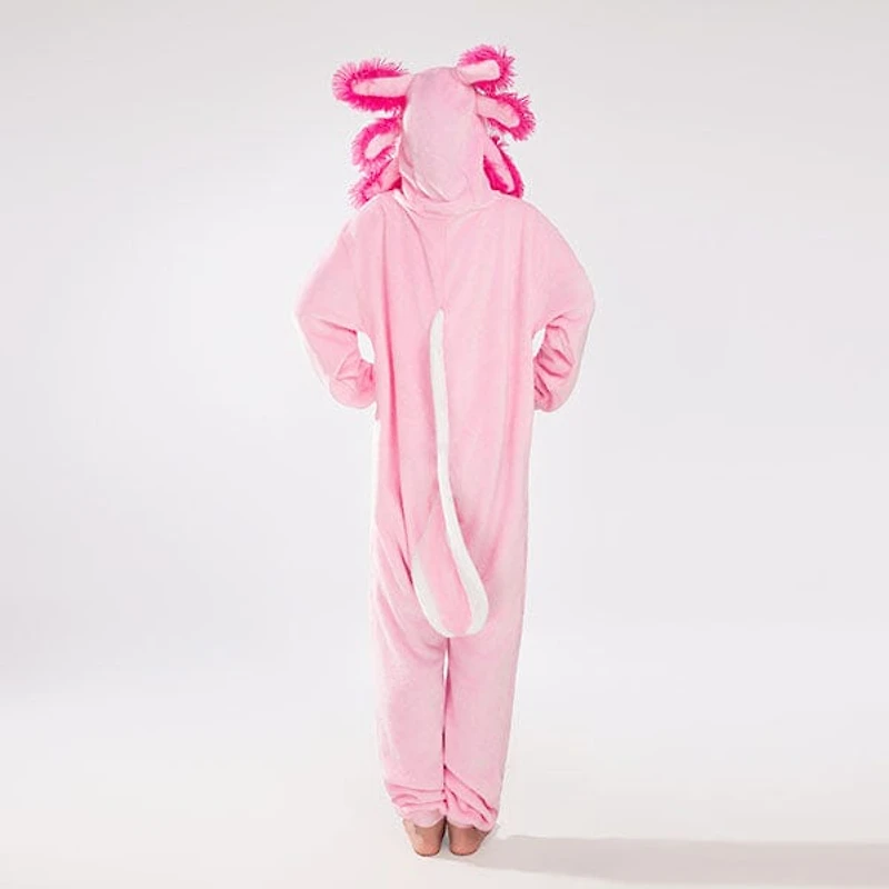 Cozy Cuddler Axolotl Flannel Onesie For Adults & Kids (1pc) Multiple Sizes