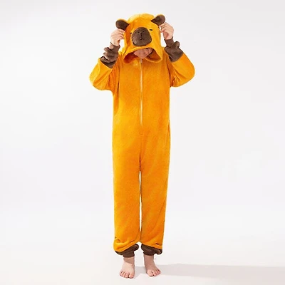 Cozy Cuddler Capybara Flannel Onesie For Adults & Kids (1pc) Multiple Sizes