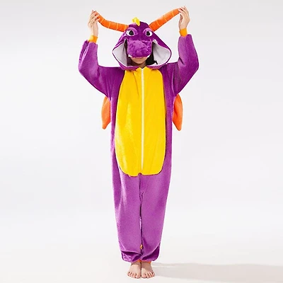 Cozy Cuddler Dragon Flannel Onesie For Adults & Kids (1pc) Multiple Sizes