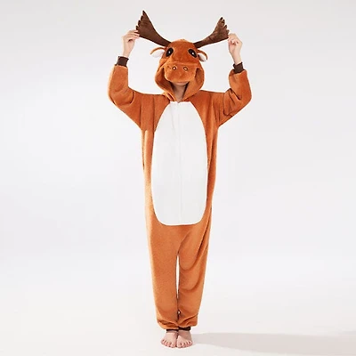 Cozy Cuddler Moose Flannel Onesie For Adults & Kids (1pc) Multiple Sizes