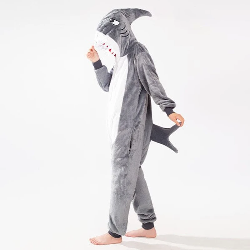 Cozy Cuddler Shark Flannel Onesie For Adults & Kids (1pc) Multiple Sizes