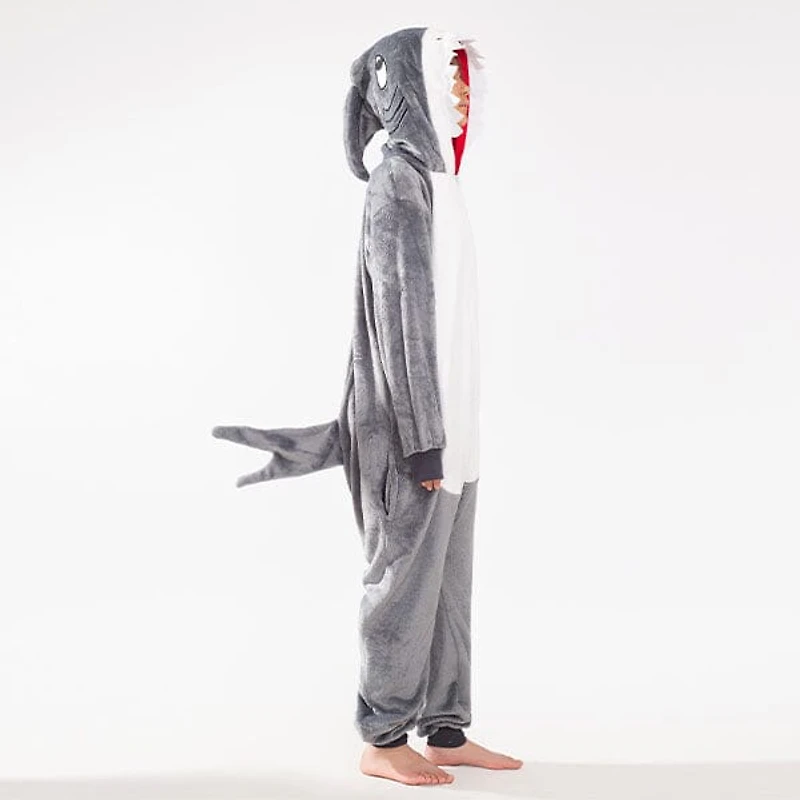 Cozy Cuddler Shark Flannel Onesie For Adults & Kids (1pc) Multiple Sizes