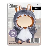Outfit: Grey Shark Onesie Costume for Dolls - Petite Threads x Cozy Cuddler